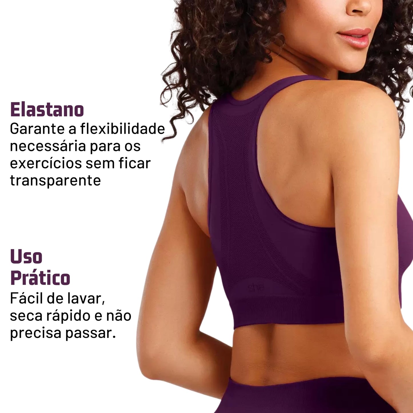 Top Academia de Alta Sustenção Sem Costura Fitness Modelagem Anatômica She by Mash Feminino Adulto