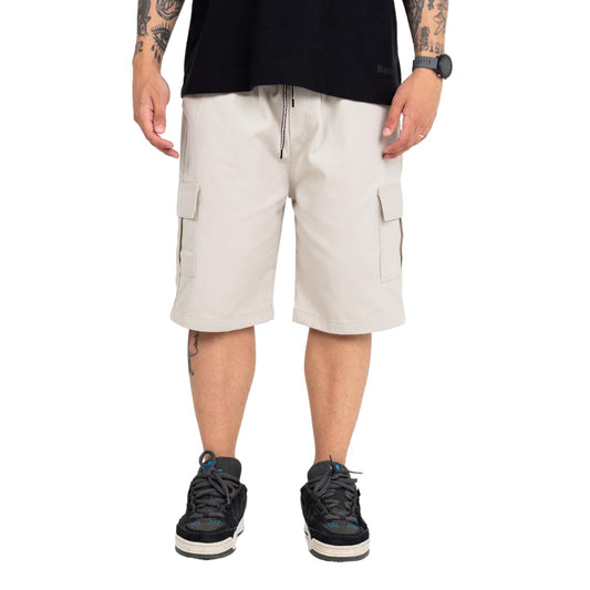 Bermuda Cargo Masculina Sarja Jeans Larga Com Elástico na Cintura Skatista Sk8