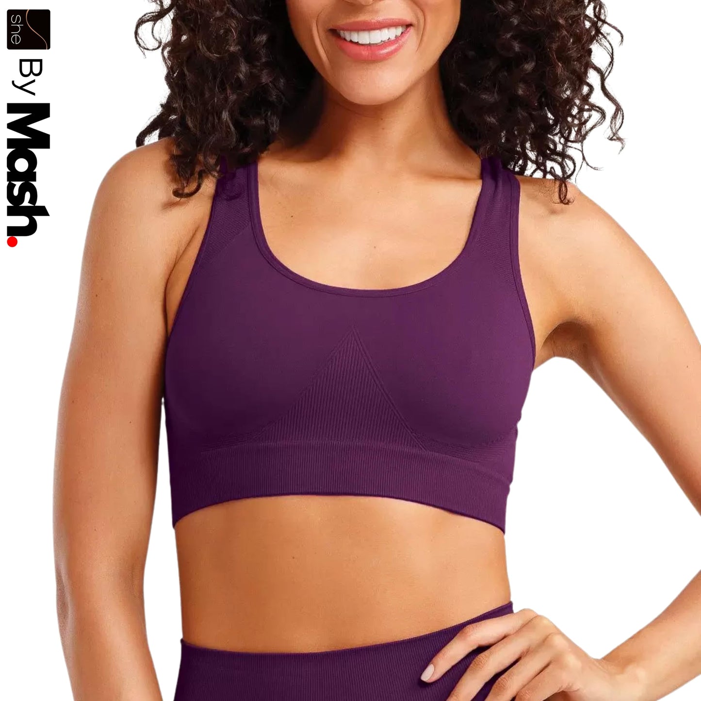 Top Academia de Alta Sustenção Sem Costura Fitness Modelagem Anatômica She by Mash Feminino Adulto
